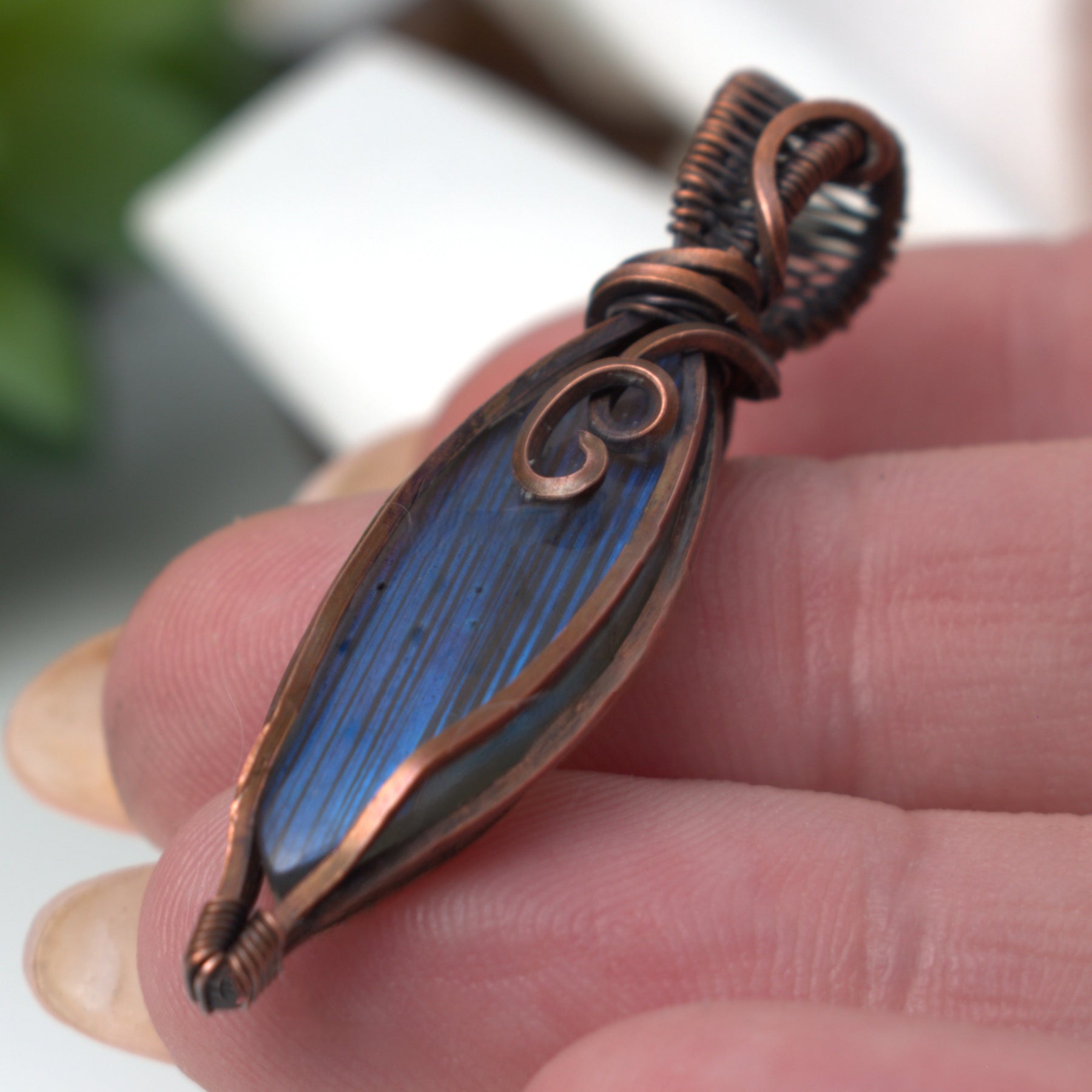 Midnight Current - Labradorite Copper Wrapped Pendant
