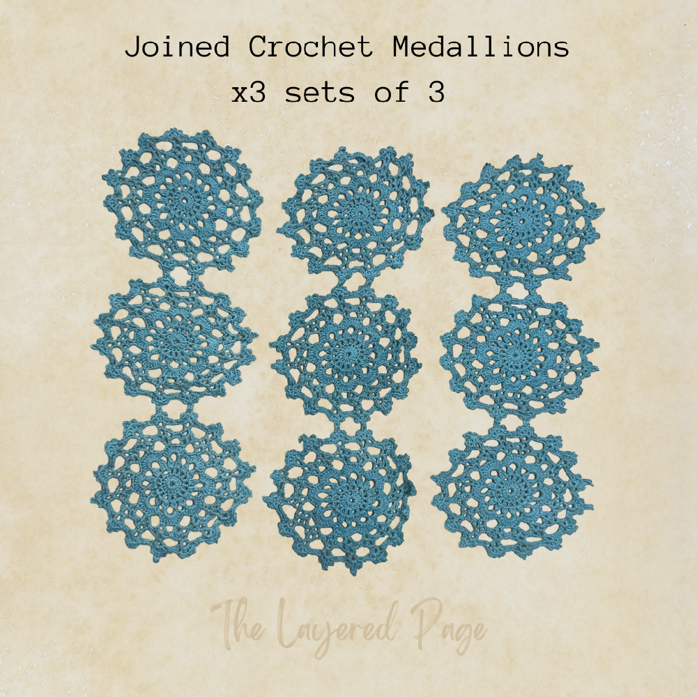 TLP Hand Dyed Crochet Medallions Joined Pink Teal 3