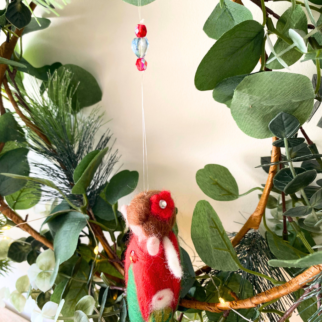 Holly Guardian of Christmas Joy | Handcrafted Needle Felted Wool Christmas Fairy Ornament | Flower Guardian Collection