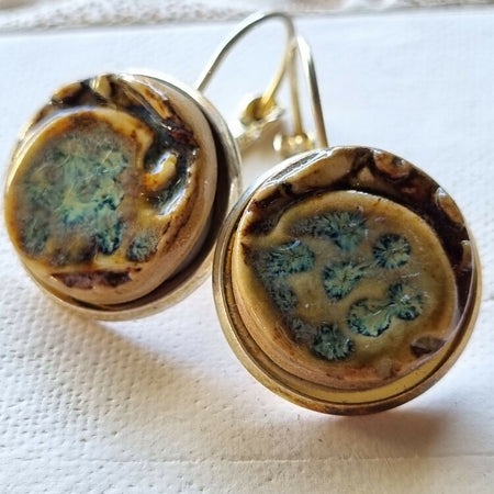 Artisan Ceramic Earrings, 18mm diameter, for pierced ears