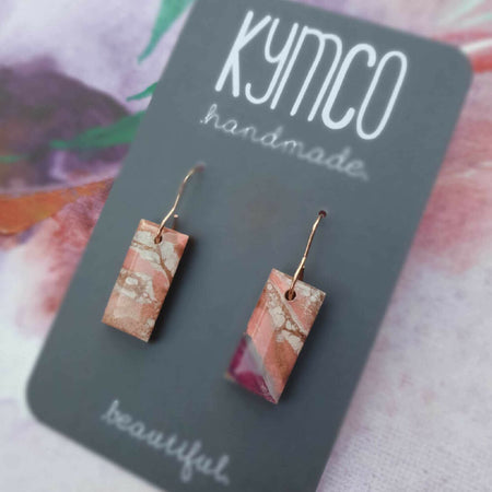 Aurora Collection| Rectangle hook resin earrings | Purple Pink