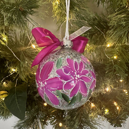 Glass Christmas Bauble Ornament, Hand Painted, Unique Gift