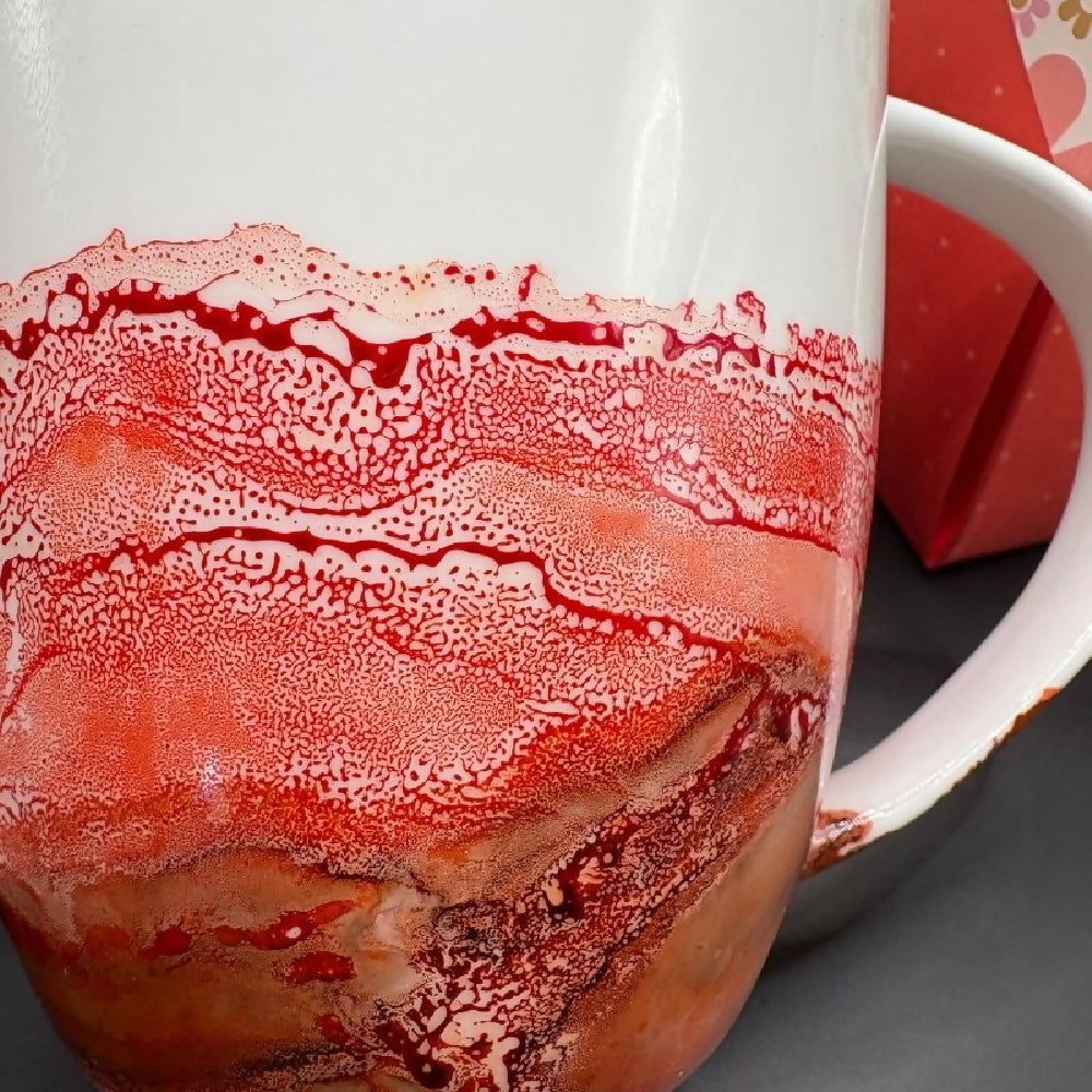 Close up of Hand painted mug by Leumesin Handmade