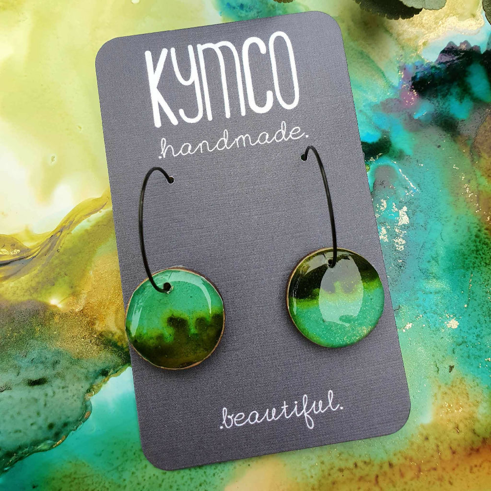 The Rainforest Collection| Resin hoop earrings | Dark green