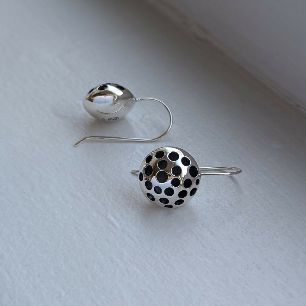 handmade round domed holey earrings