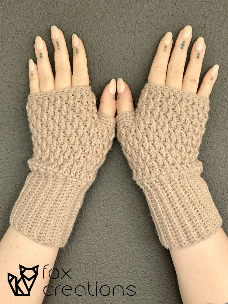 Alpine Stitch Fingerless Gloves Crochet Pattern