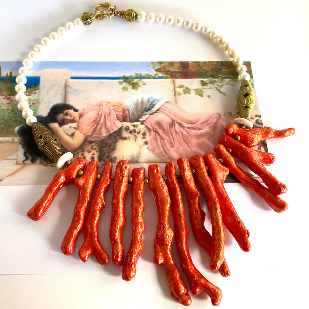 Coral and Pearl Necklace