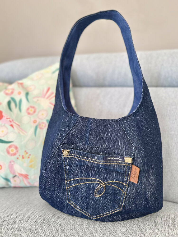 Upcycled Denim Handbag - Dark Blue