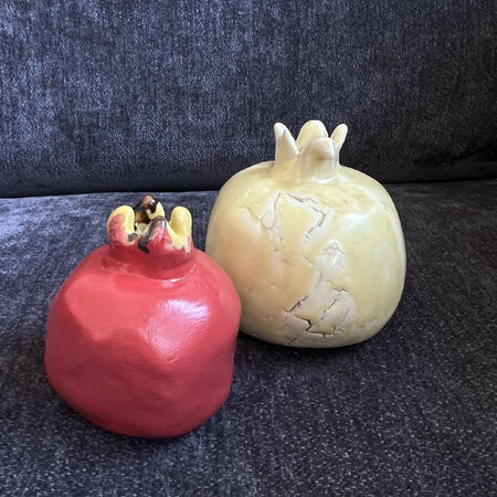 Ceramic Large Yellow and Small Red Pomegranates