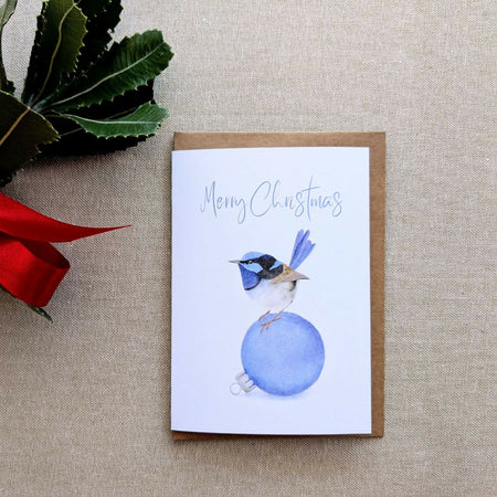 Superb fairy wren Christmas card. Blank inside.