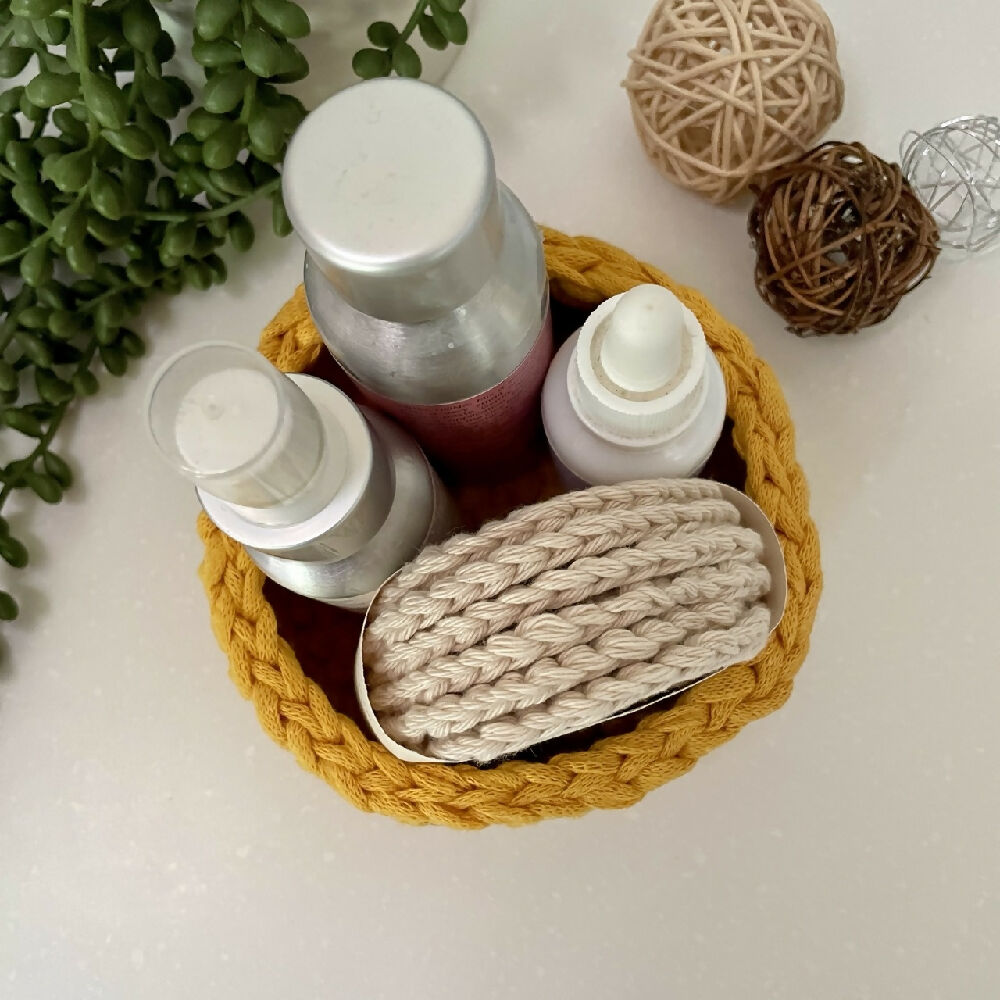 Crochet handmade basket | Home Decor | Mustard Mini