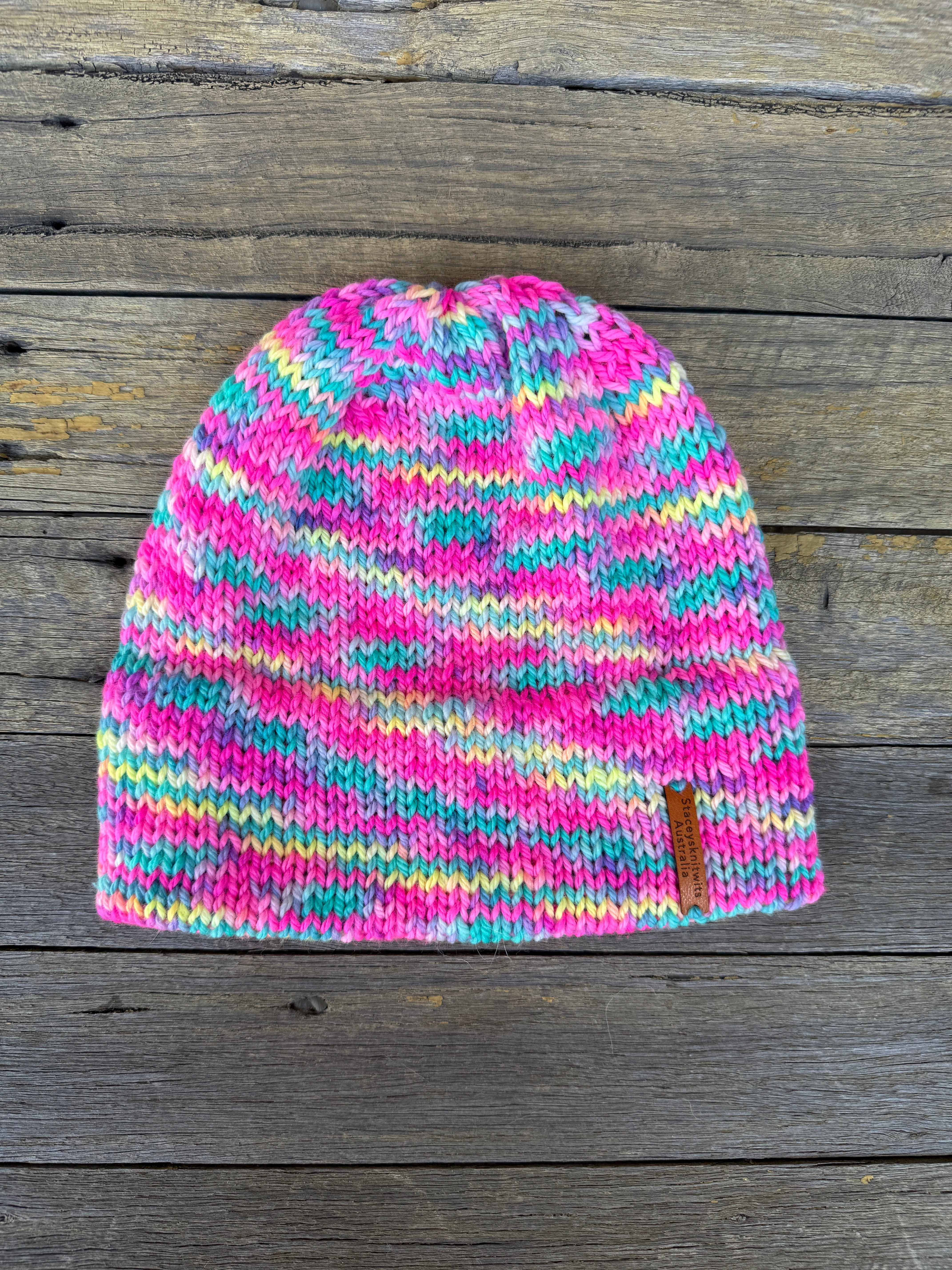 Rainbow pink beanie, Australian Merino Beanie