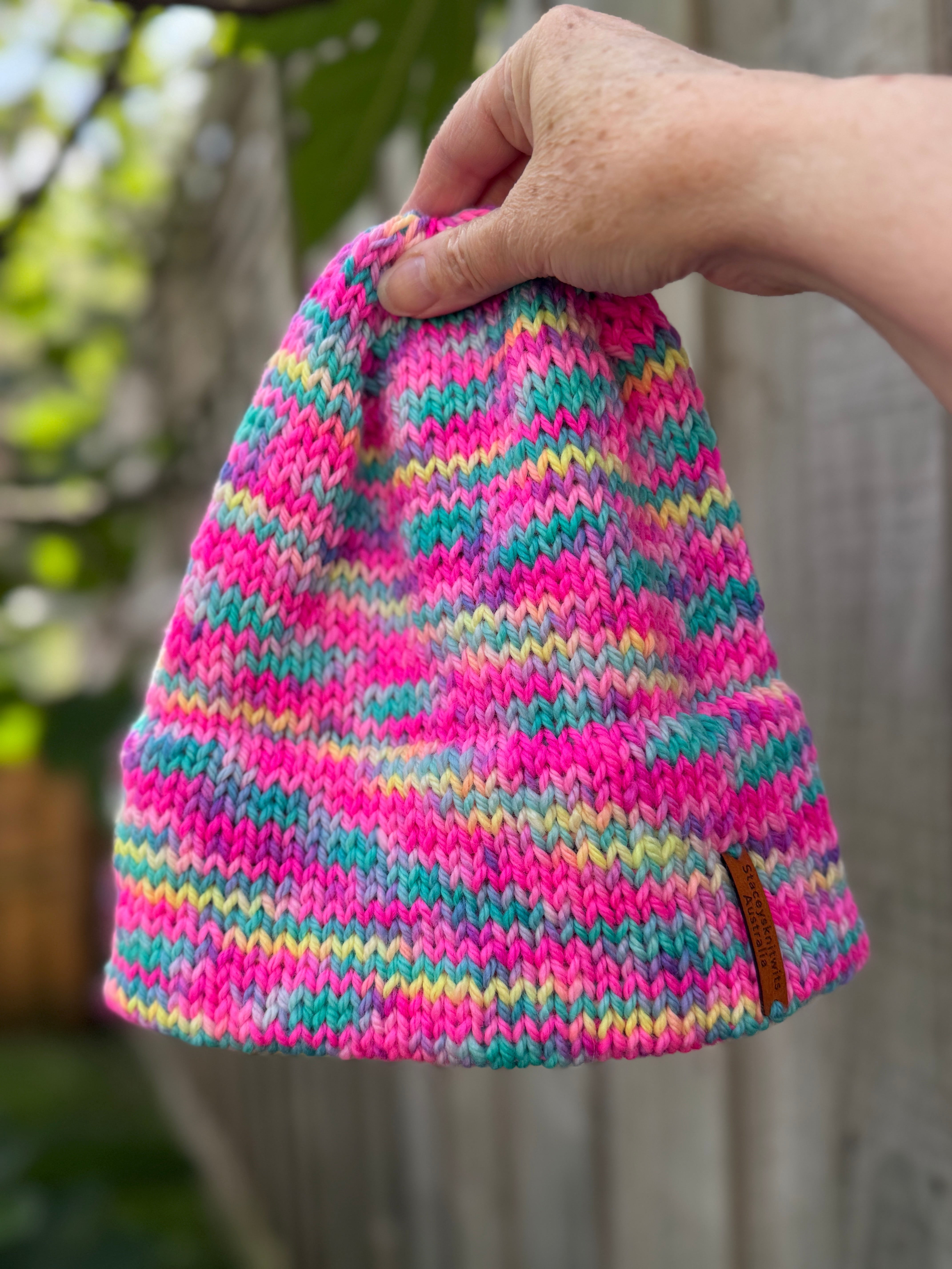 Rainbow pink beanie, Australian Merino Beanie
