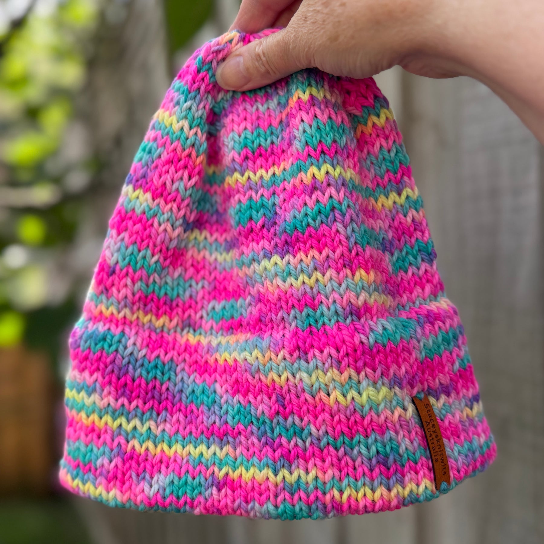 Rainbow pink beanie, Australian Merino Beanie