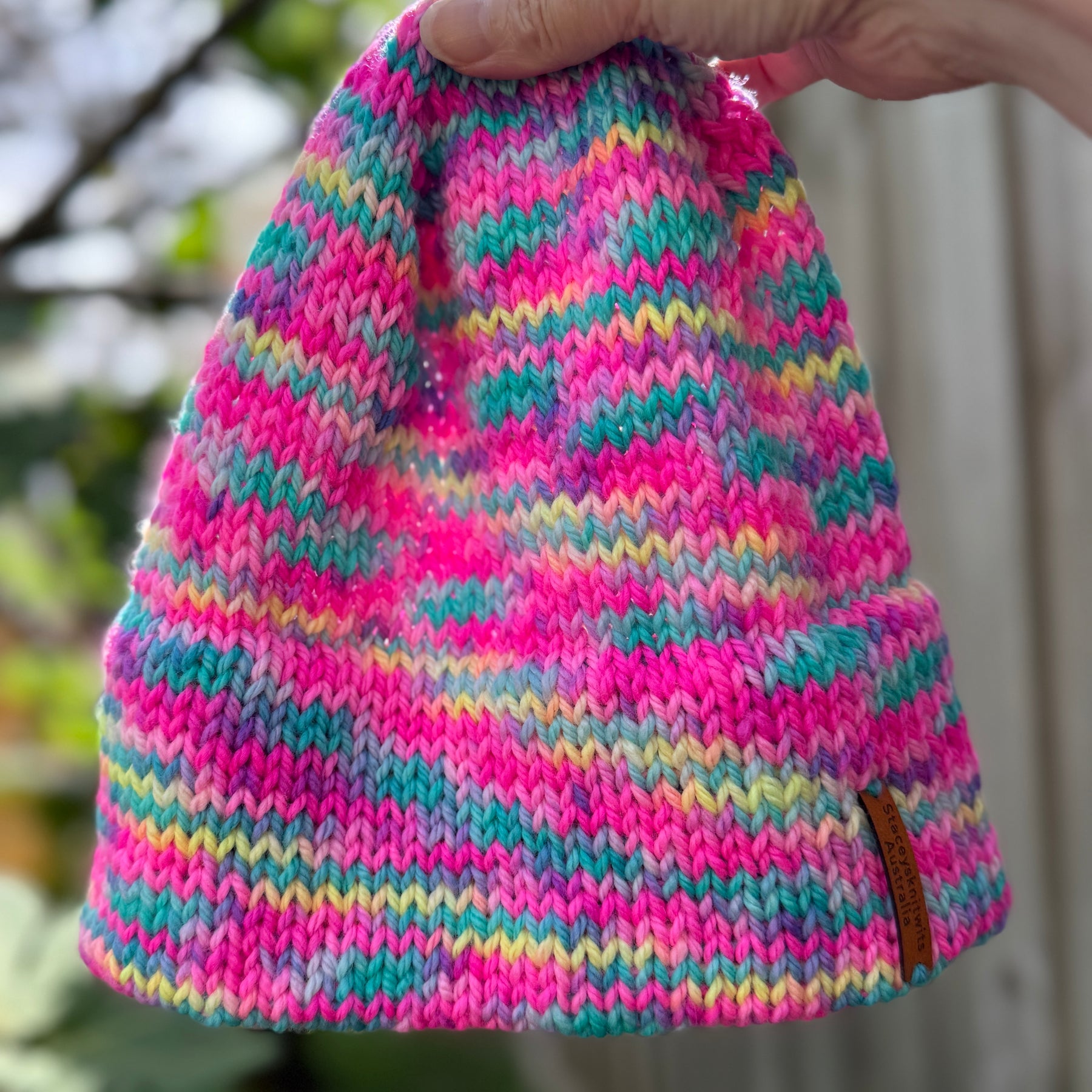 Rainbow pink beanie, Australian Merino Beanie