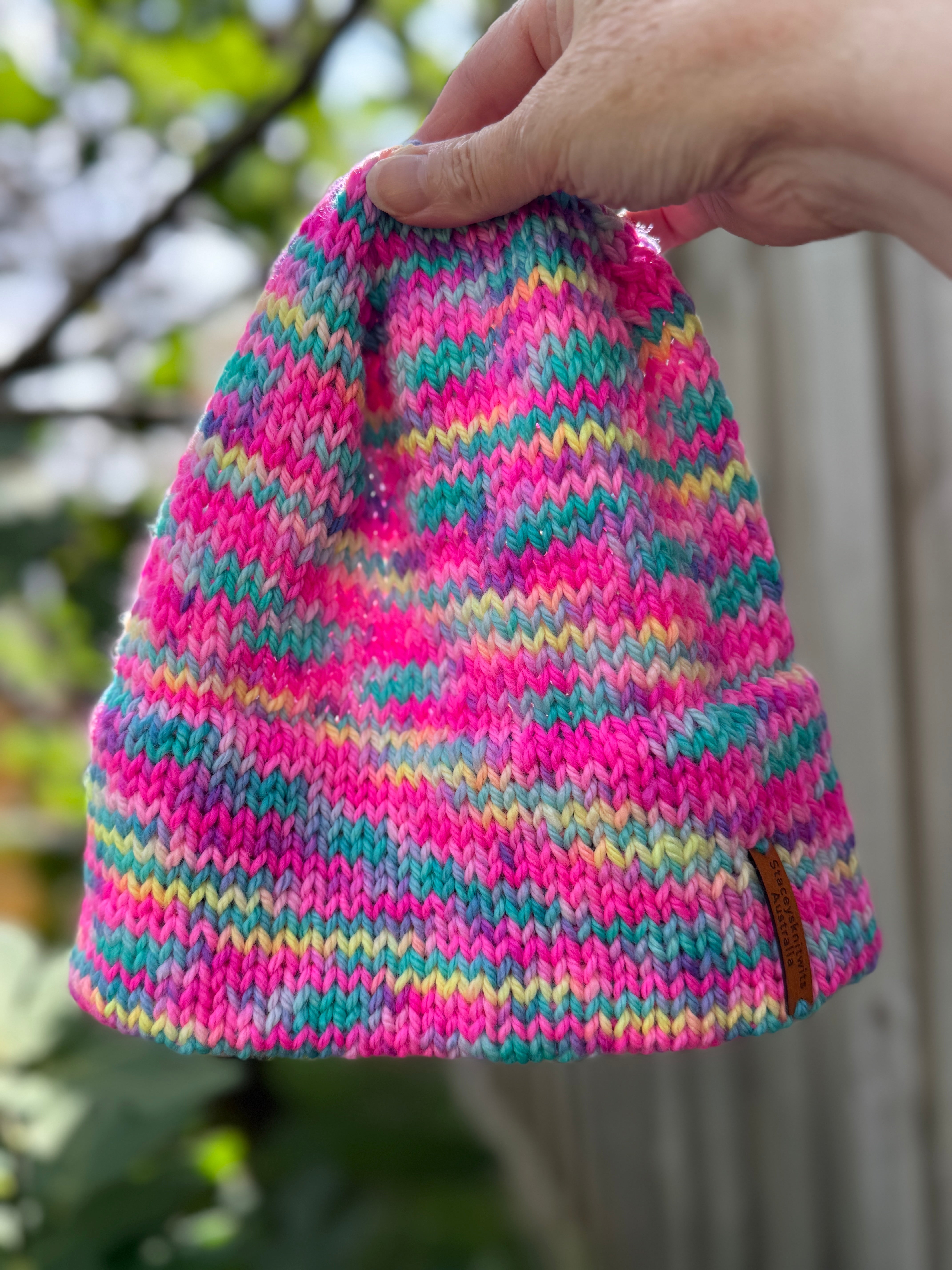 Rainbow pink beanie, Australian Merino Beanie