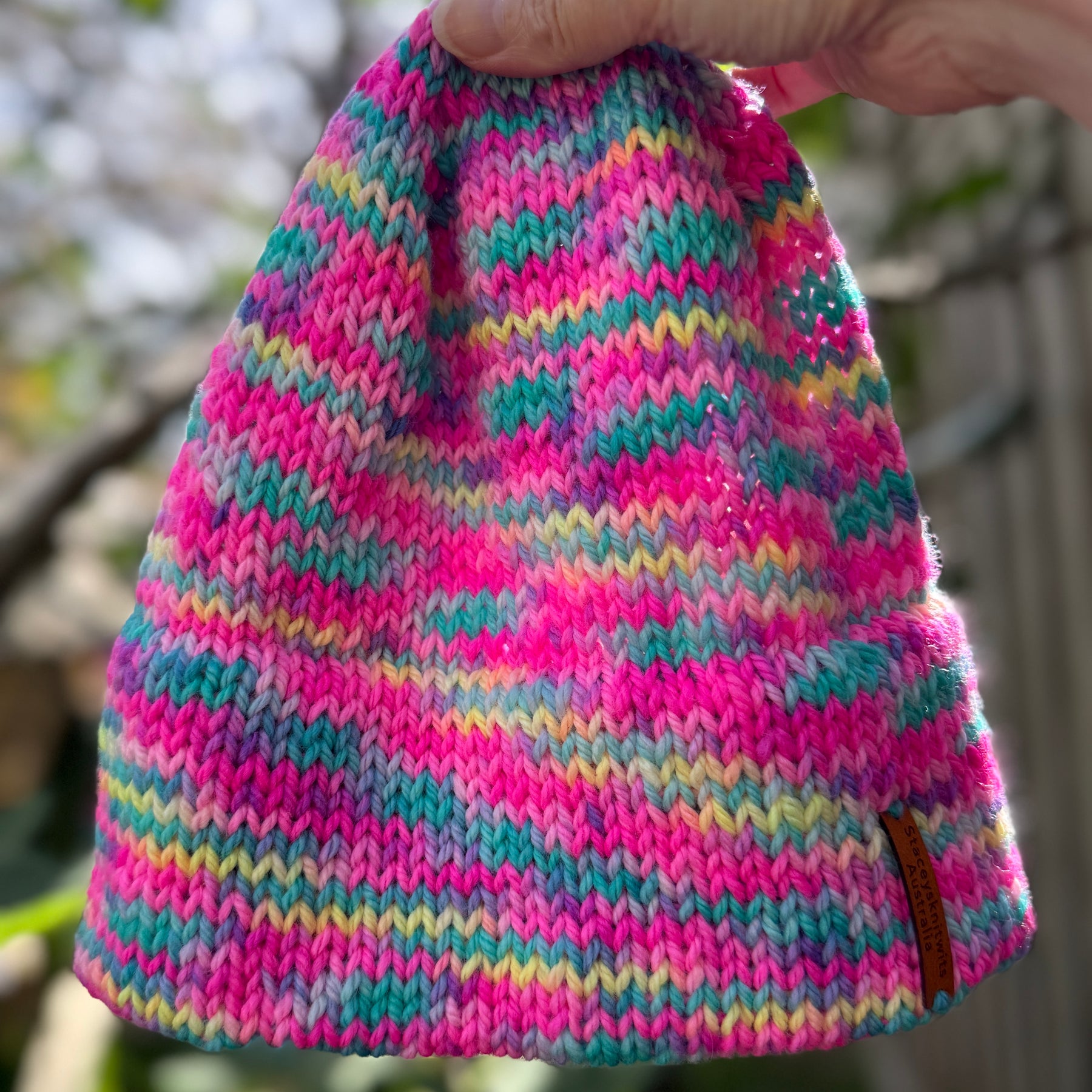 Rainbow pink beanie, Australian Merino Beanie