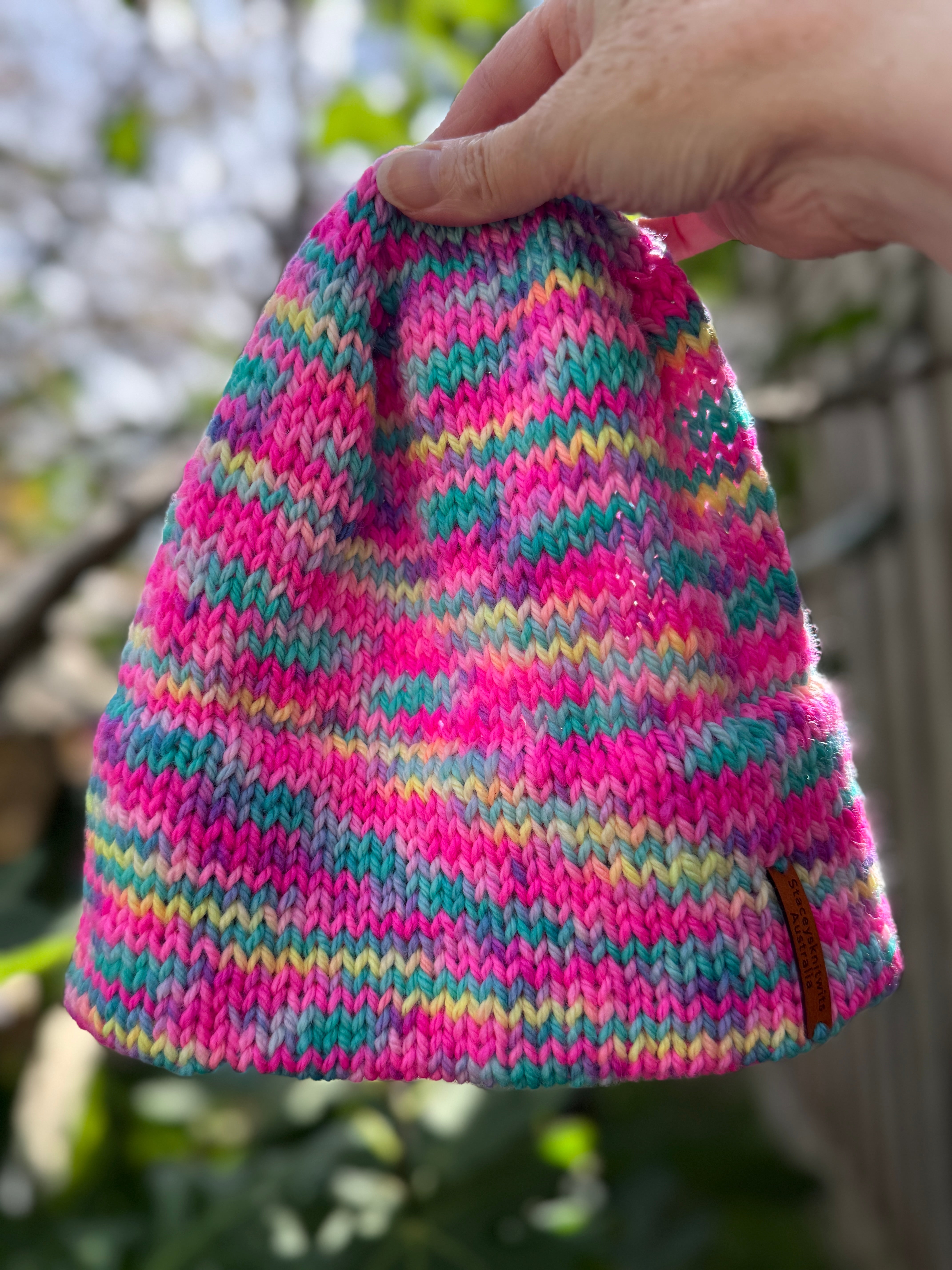 Rainbow pink beanie, Australian Merino Beanie