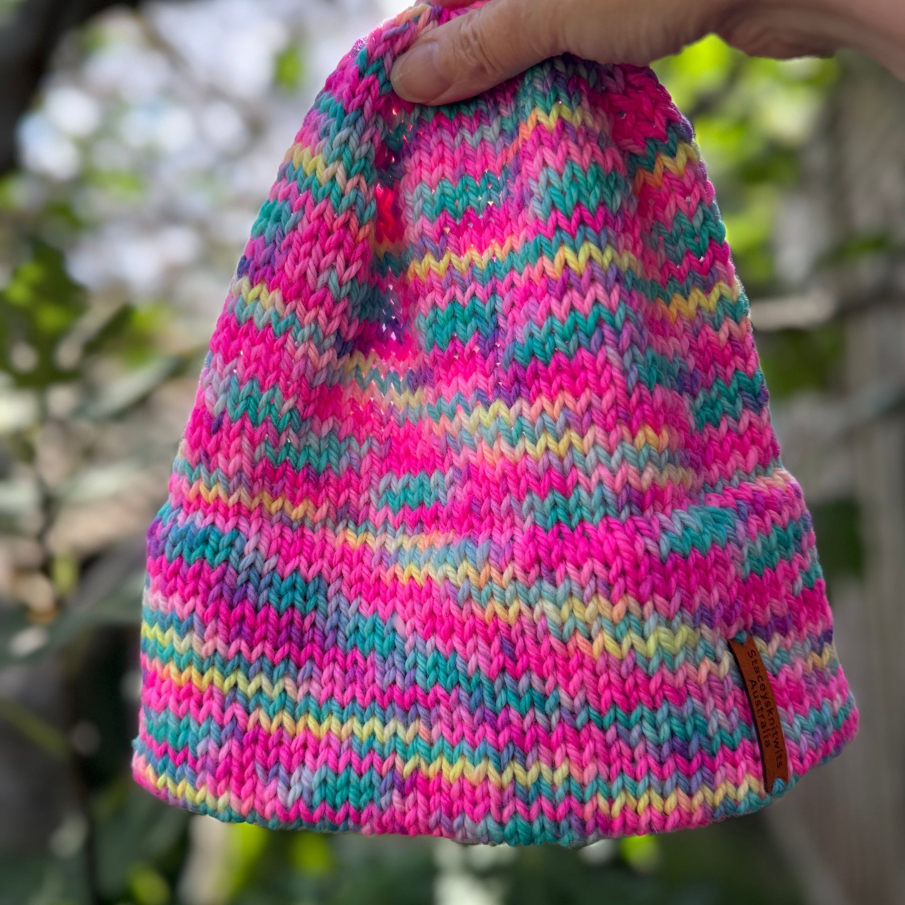 Rainbow pink beanie, Australian Merino Beanie