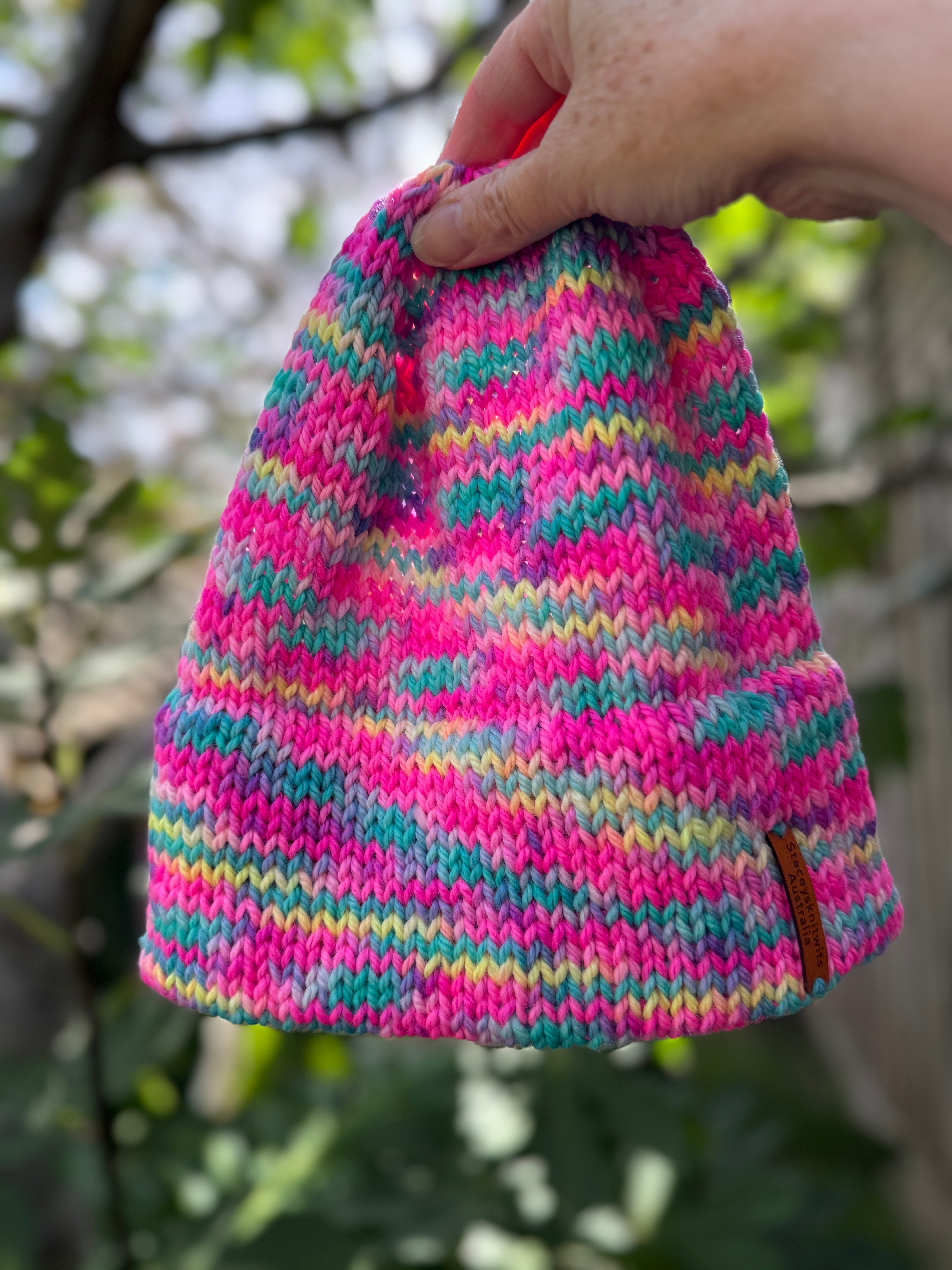 Rainbow pink beanie, Australian Merino Beanie