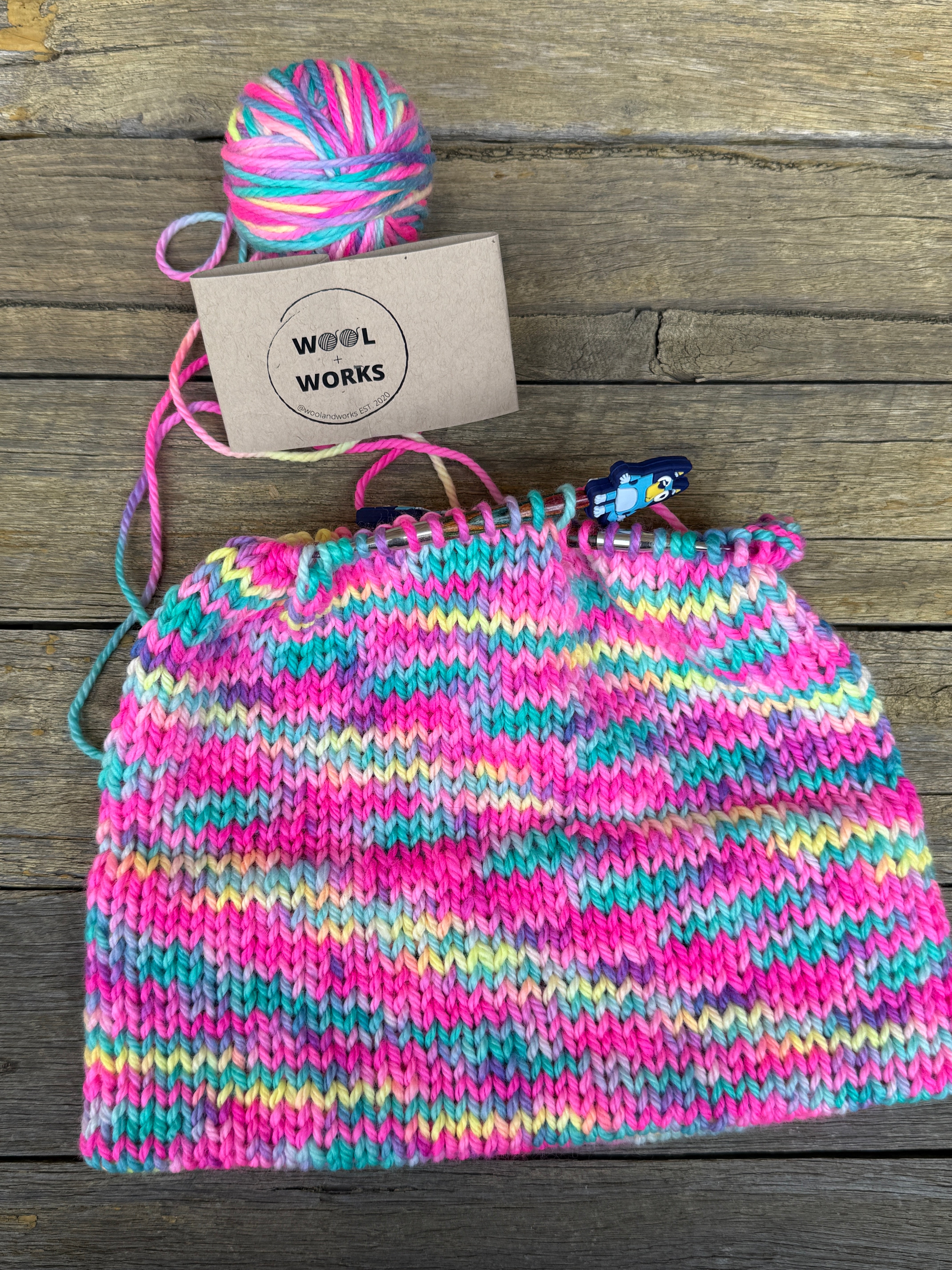 Rainbow pink beanie, Australian Merino Beanie