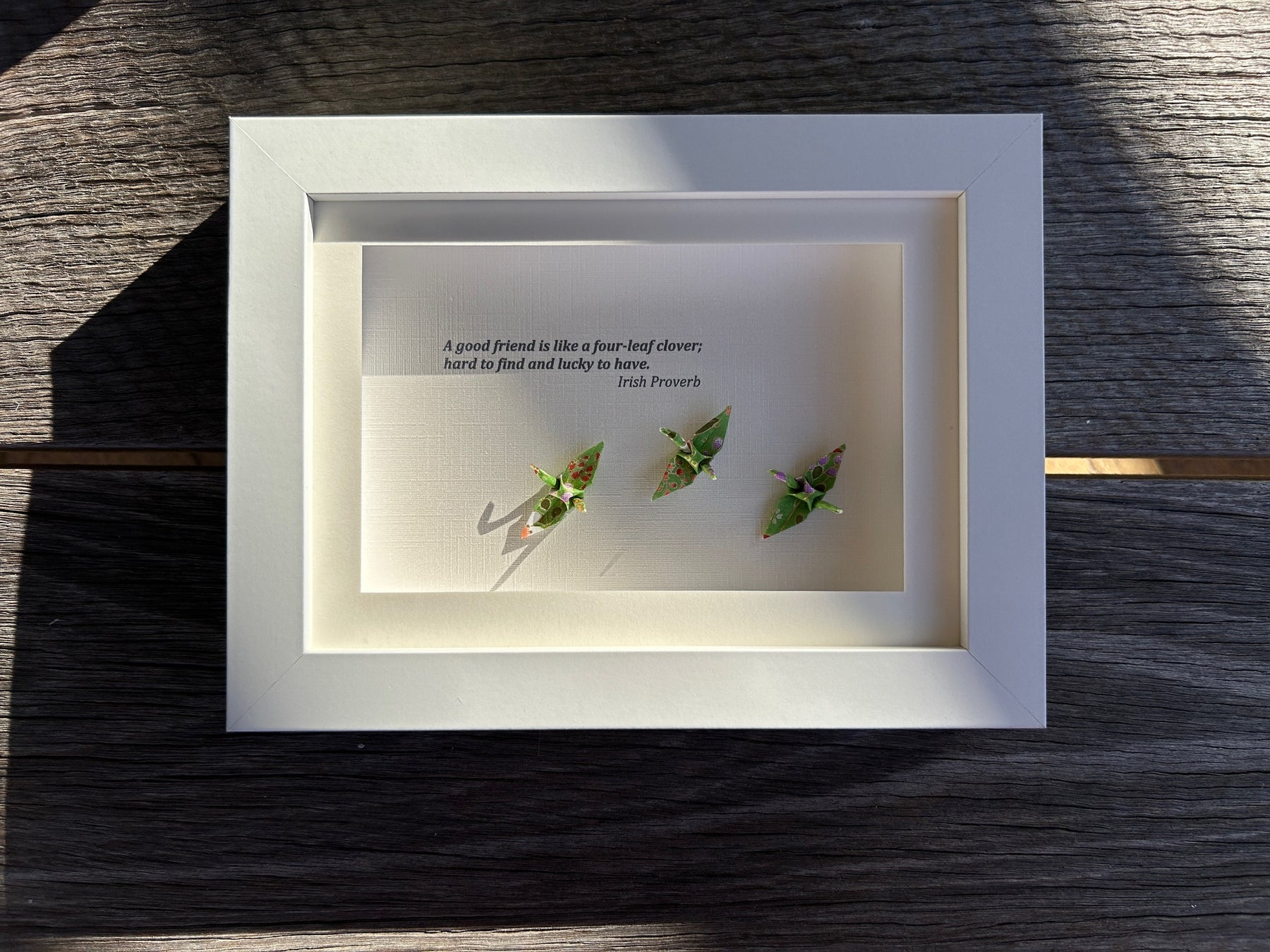 Framed inspiration quote and colourful cranes - perfect gift