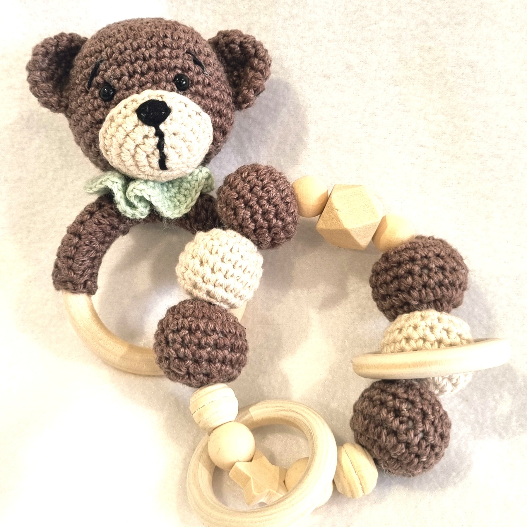 Handmade – Rattle & Sensory Bracelet toy – 7 designs – 100% Organic Cotton - BB06
