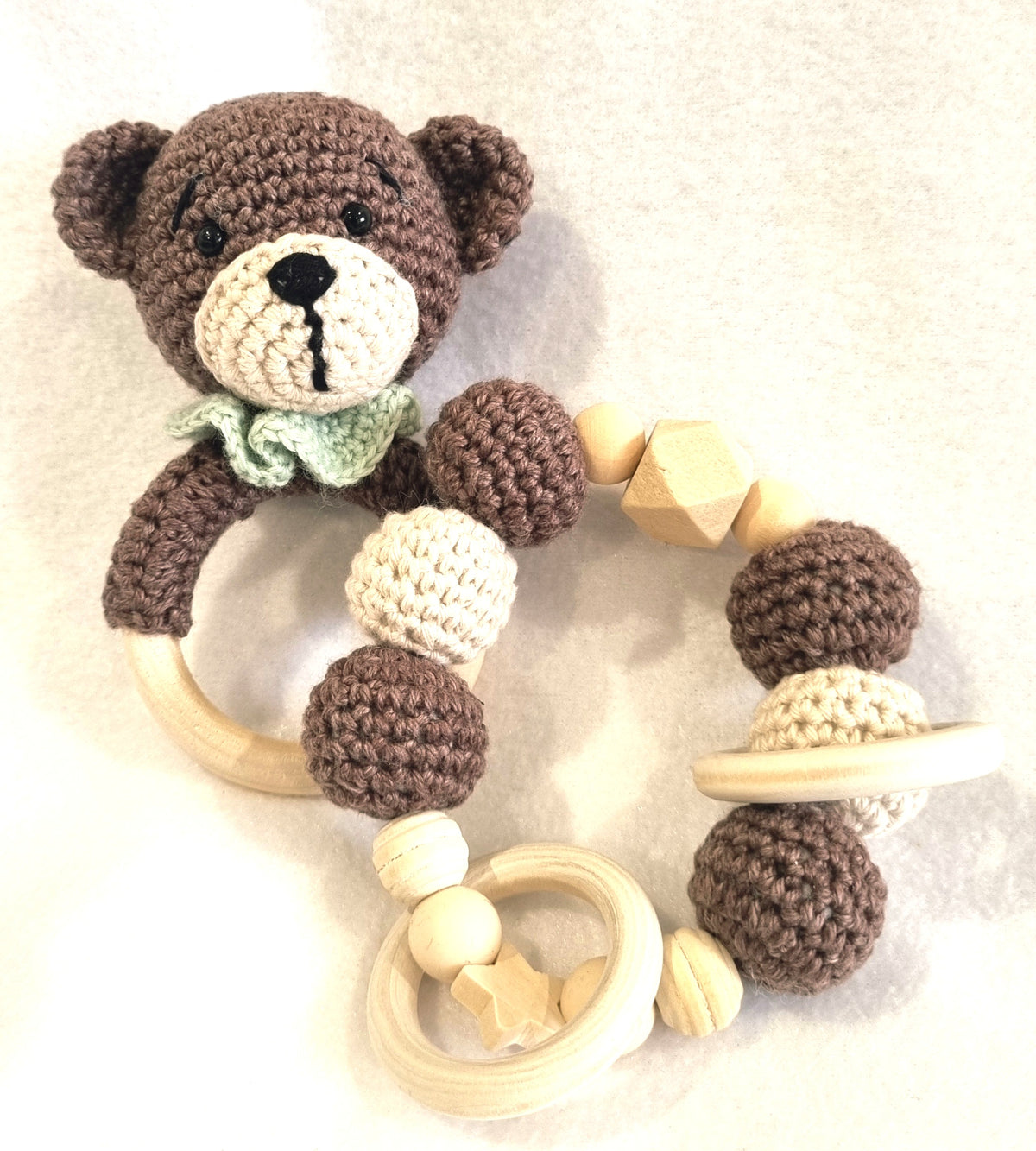 Handmade – Rattle & Sensory Bracelet toy – 7 designs – 100% Organic Cotton - BB06