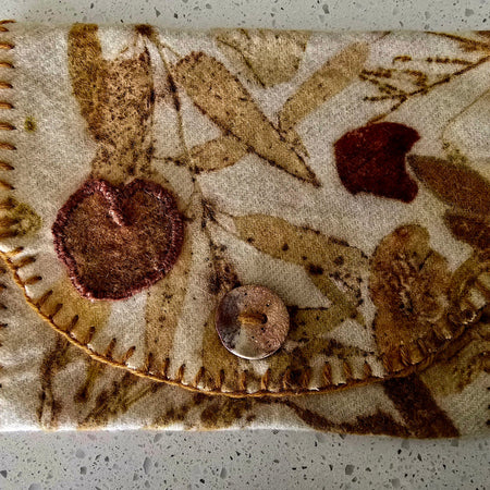 Eco-Printed Pure Wool Pouch – Hand Sewn & Botanical Printed