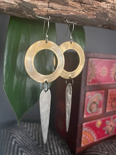 Rustic Brass & Silver Dangles