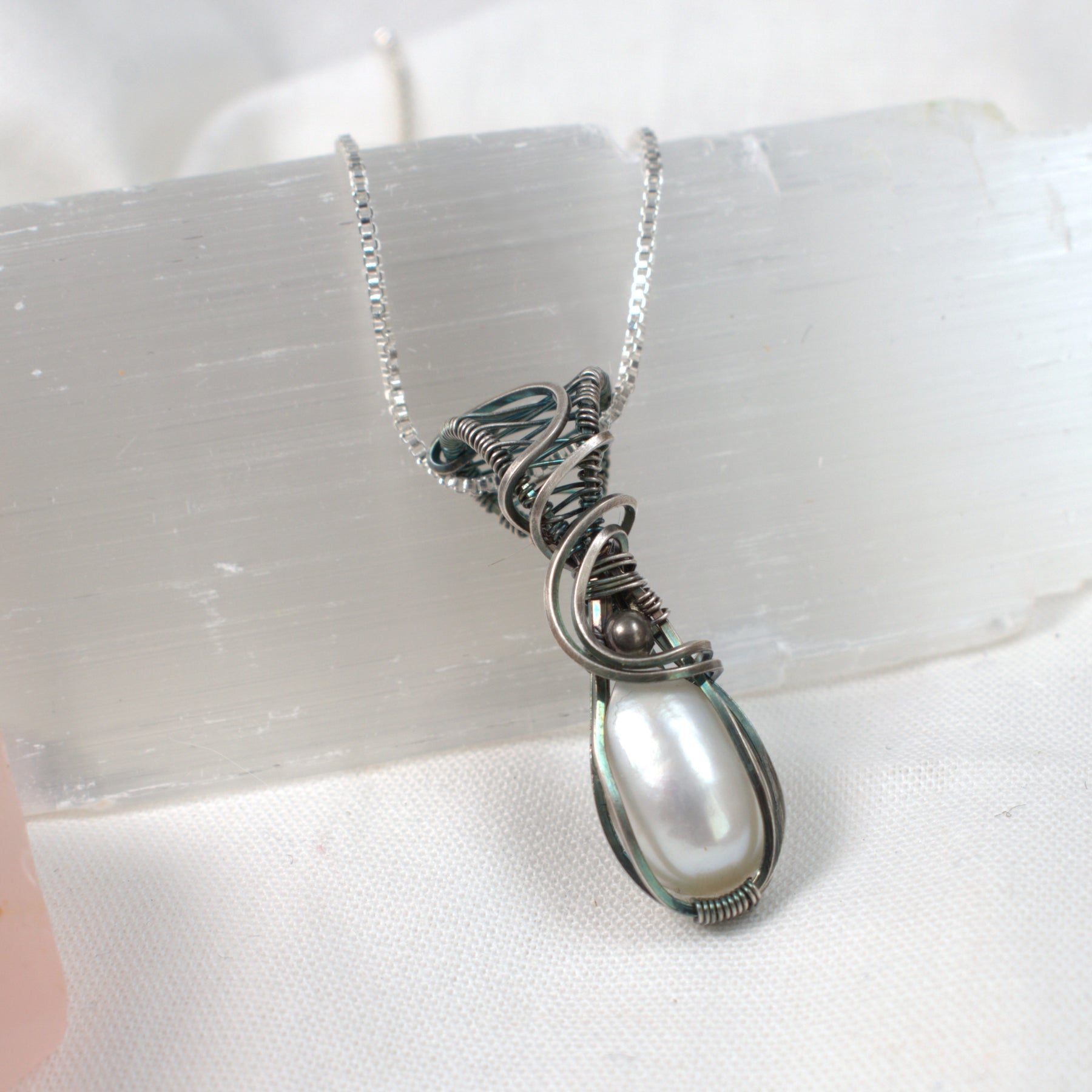 Silver Siren - Antiqued Silver Pearl Pendant