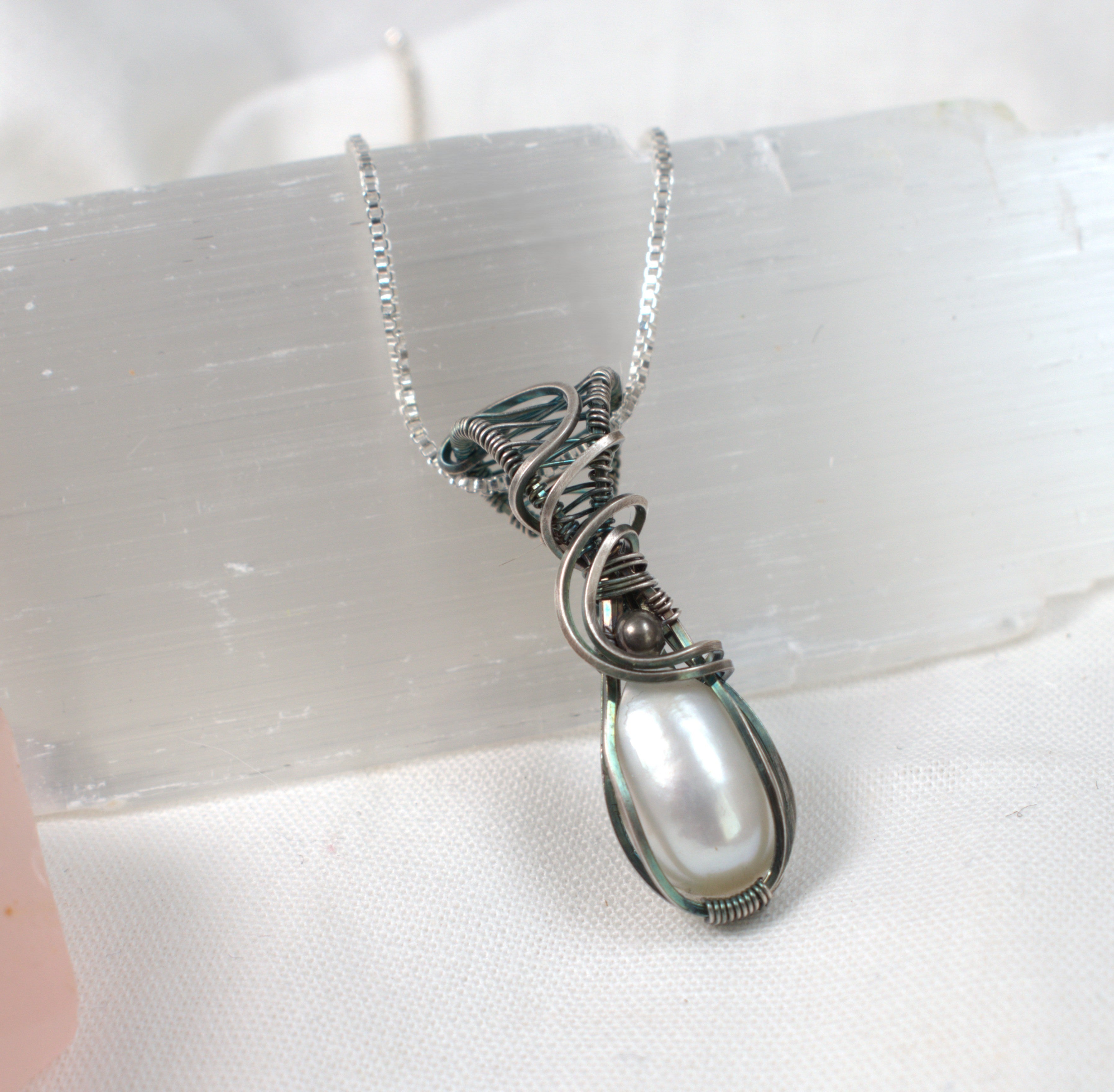 Silver Siren - Antiqued Silver Pearl Pendant