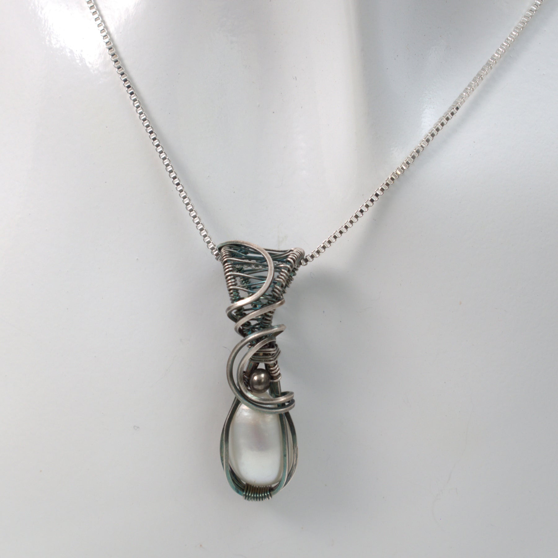 Silver Siren - Antiqued Silver Pearl Pendant