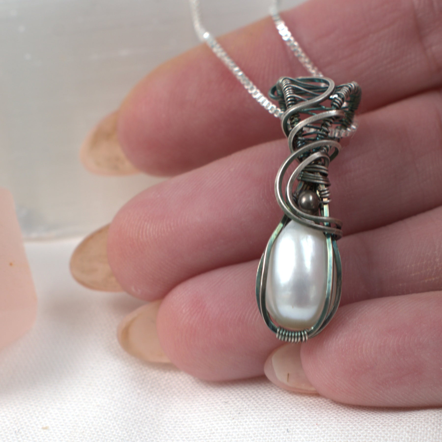 Silver Siren - Antiqued Silver Pearl Pendant