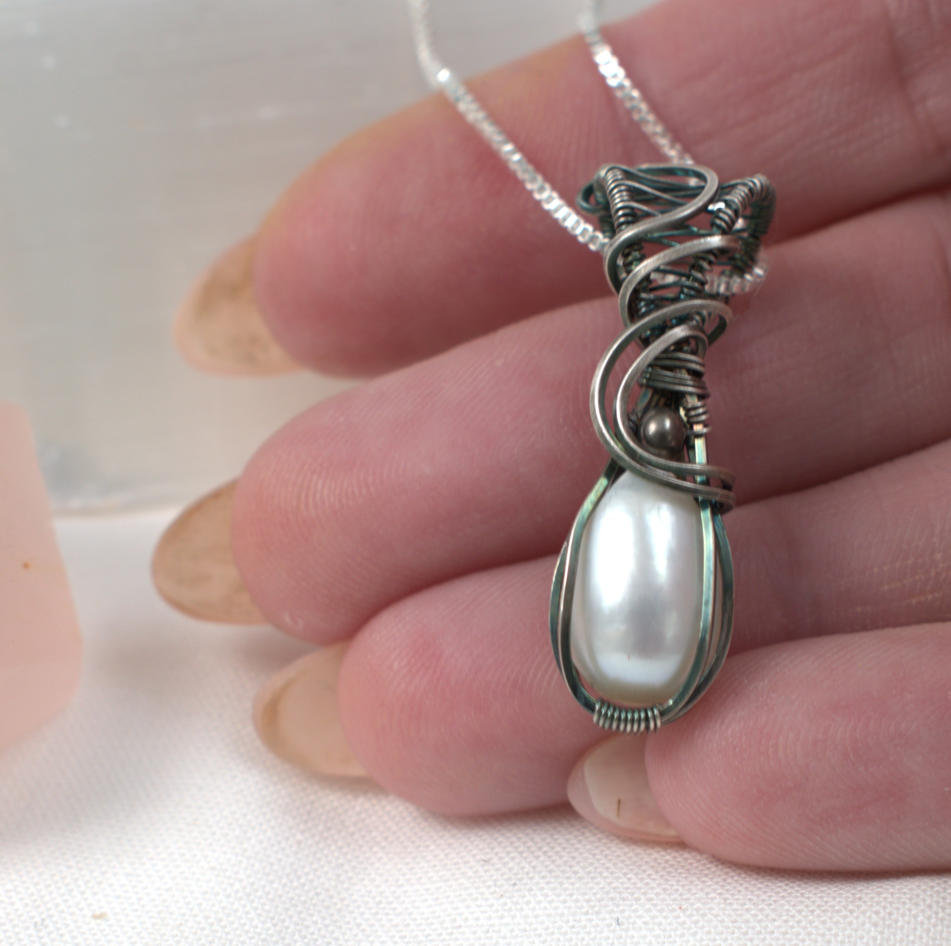 Silver Siren - Antiqued Silver Pearl Pendant