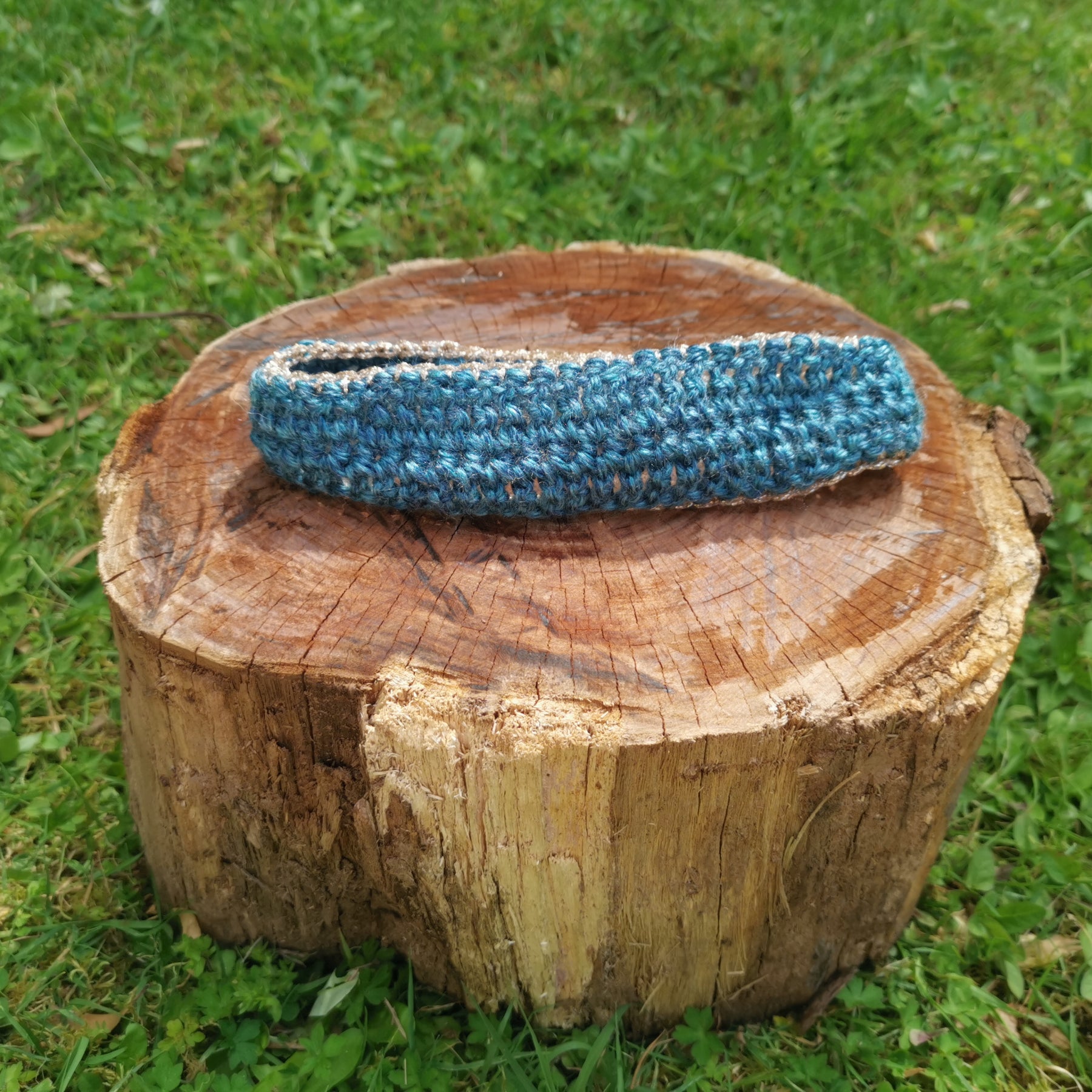 Blue and Gold Crochet Headband