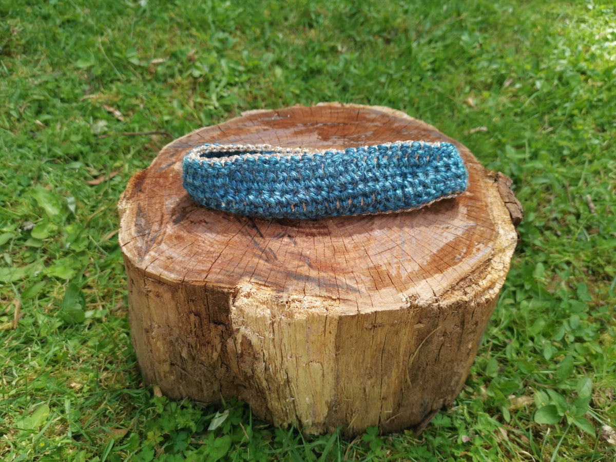 Blue and Gold Crochet Headband