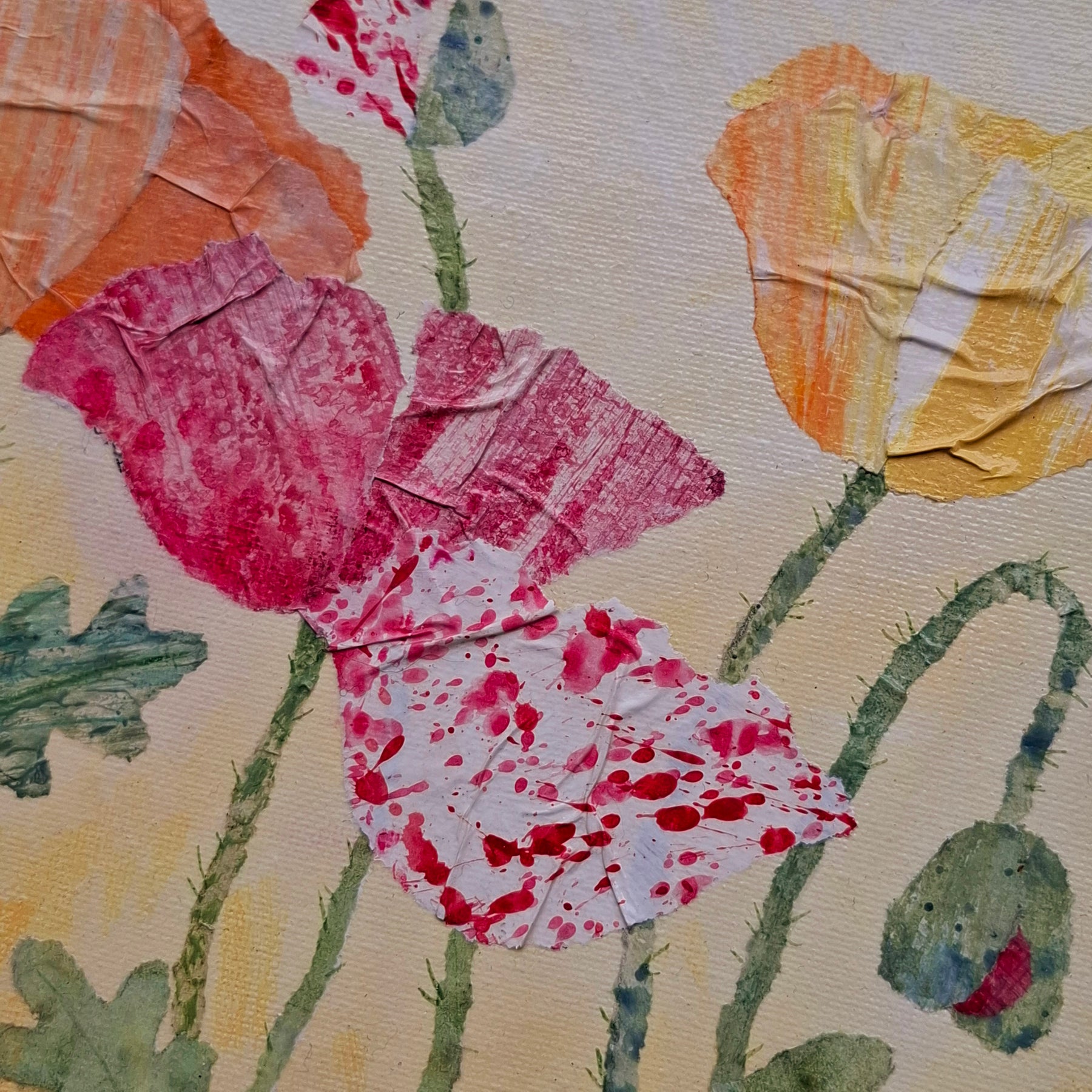 ORIGINAL ARTWORK - Swaying Poppies - 20cm x 20cm