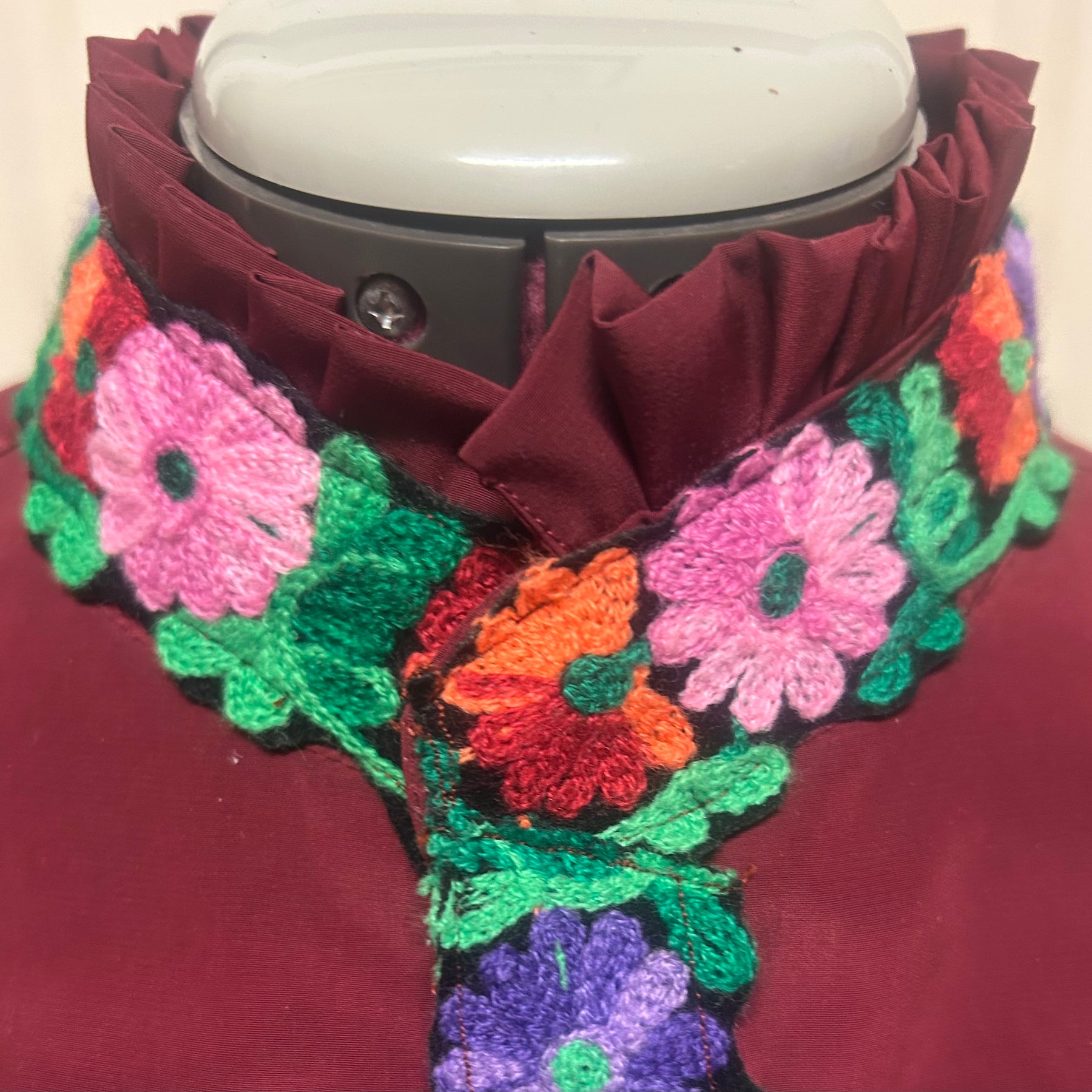 Upcycled Maroon Bolero Topper Full Chiffon Sleeves
