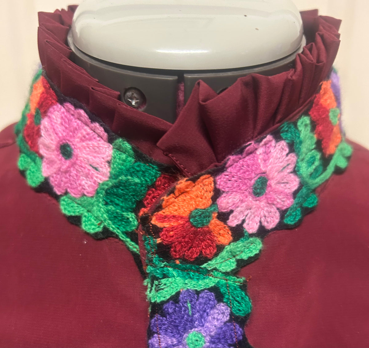 Upcycled Maroon Bolero Topper Full Chiffon Sleeves