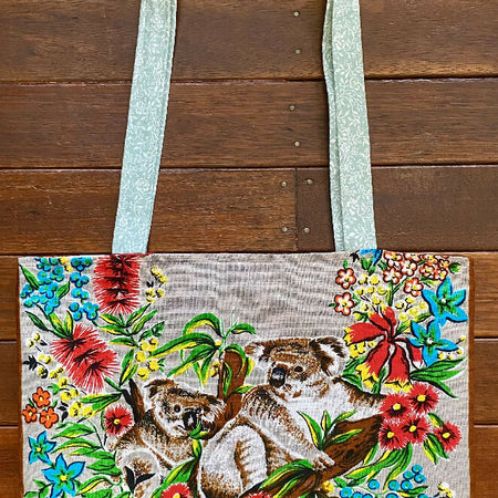 Vintage/Retro Souvenir Linen Tea Towel Tote Bag - Koala