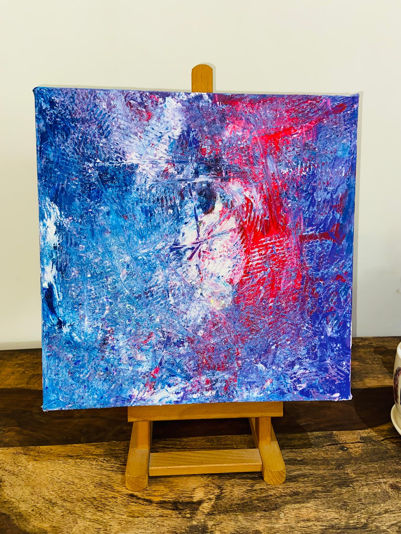 3D Abstract Acrylic Canvas Painting: Colorful Wall Art by Margo Humphries (30.5x30.5cm)