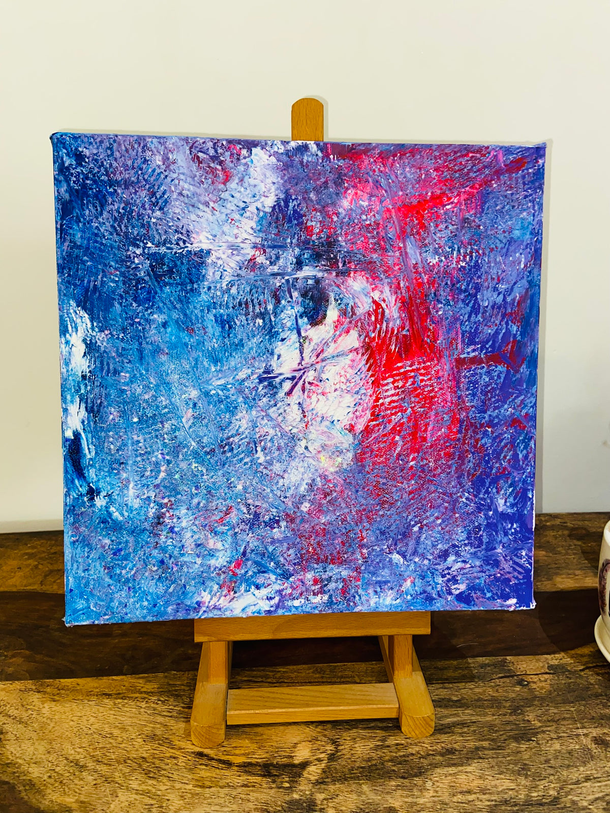 3D Abstract Acrylic Canvas Painting: Colorful Wall Art by Margo Humphries (30.5x30.5cm)