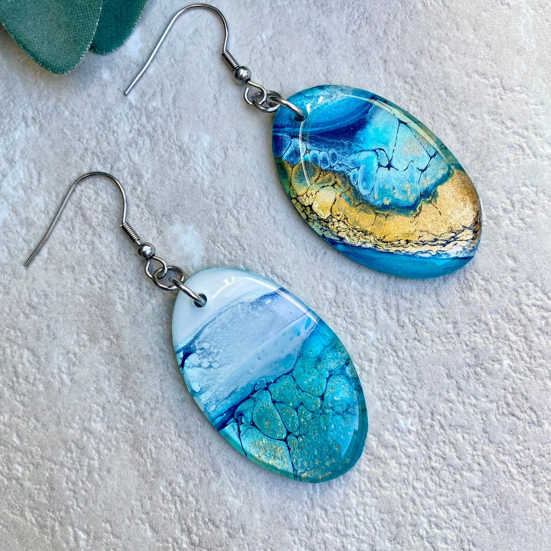 Ocean Inspired Original Art Earrings