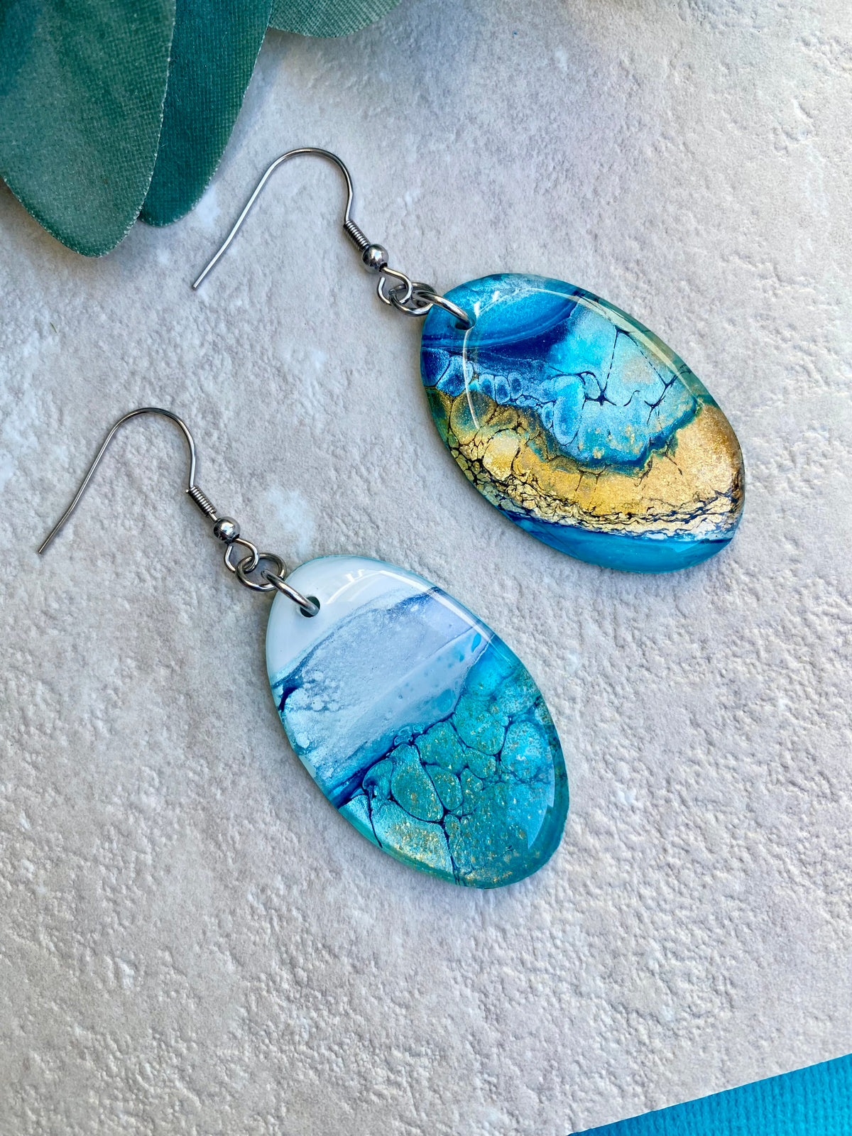 Ocean Inspired Original Art Earrings