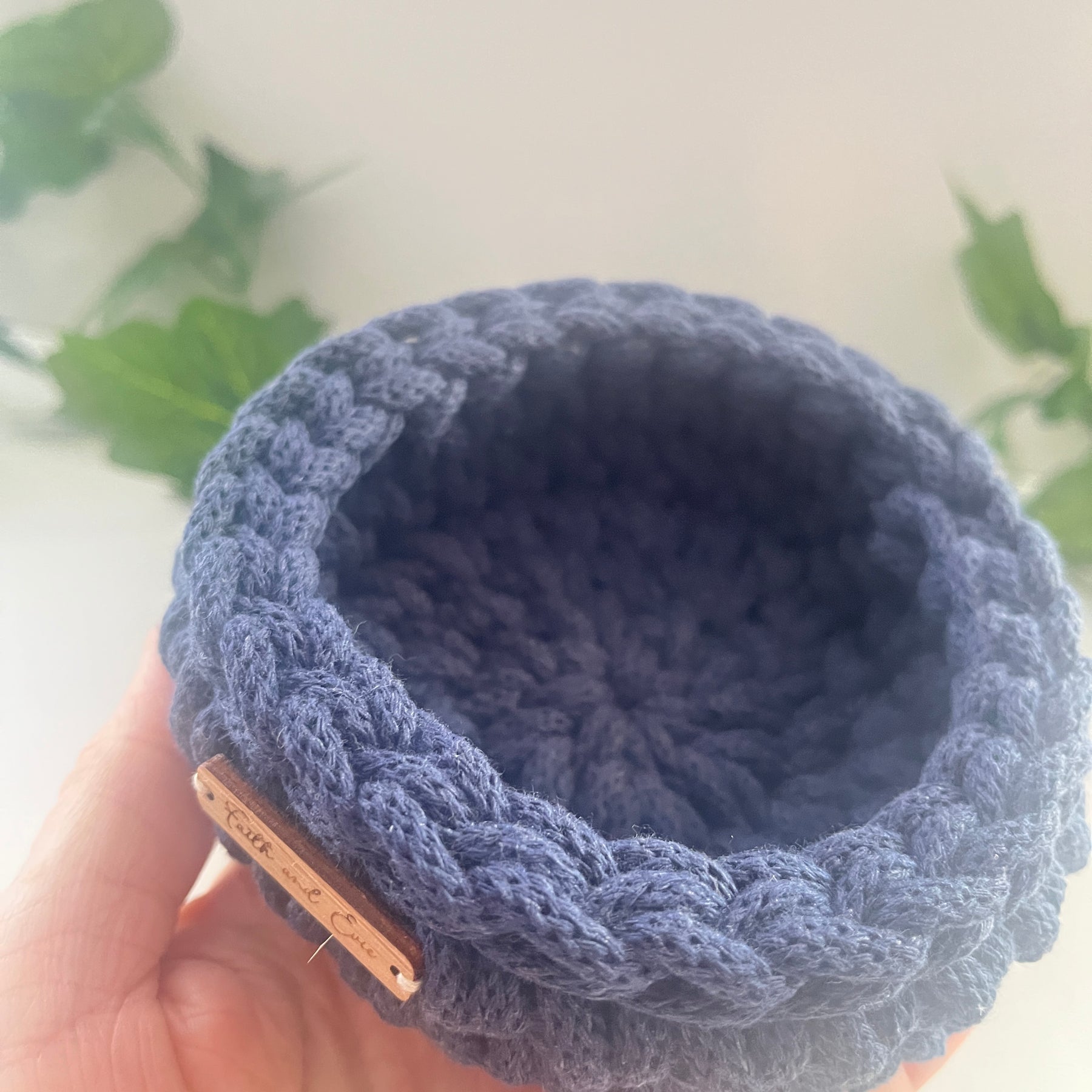 Mini basket - crocheted - colour denim