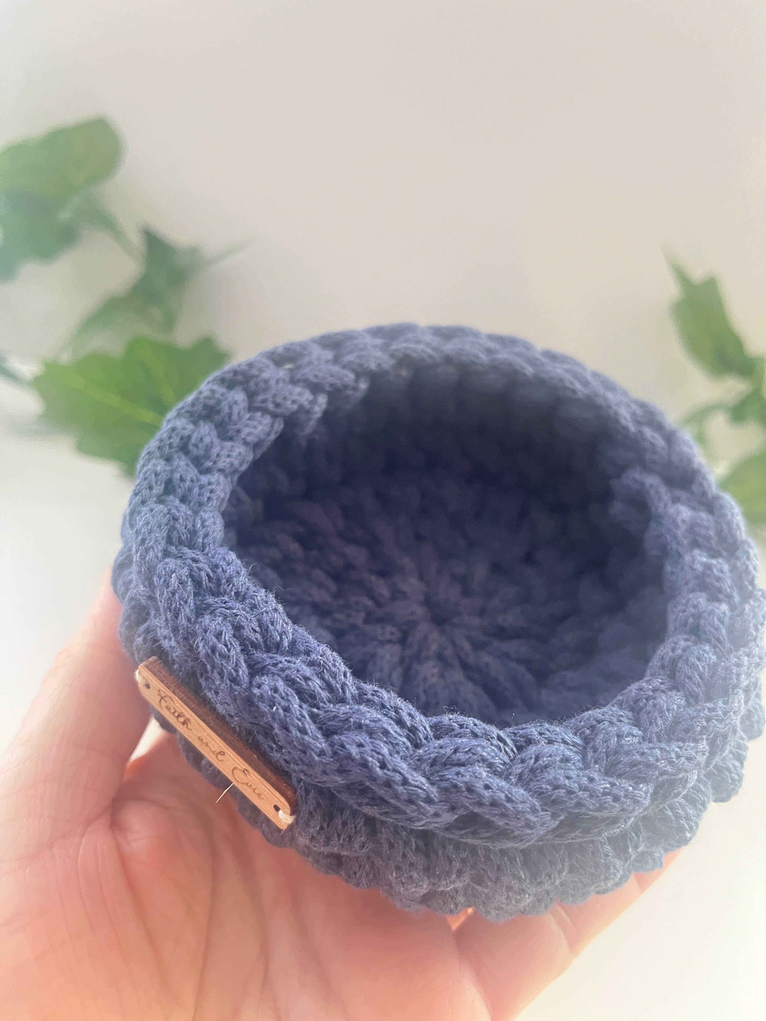 Mini basket - crocheted - colour denim