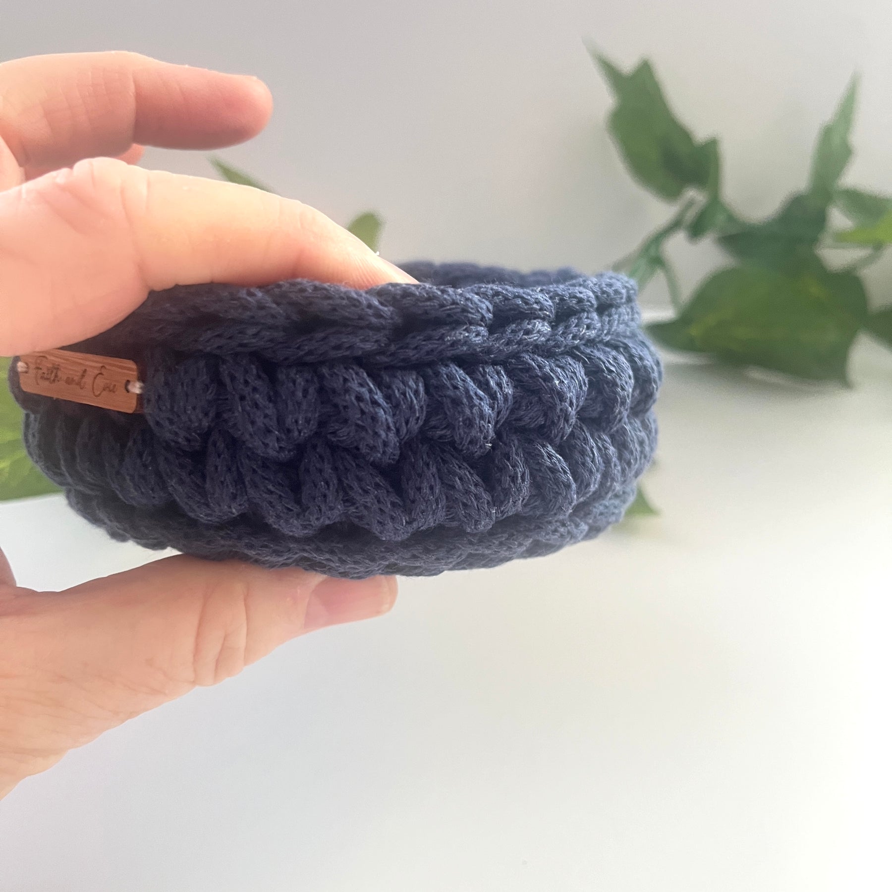 Mini basket - crocheted - colour denim