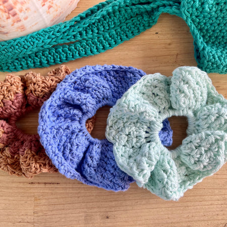 Crochet Scrunchie Set of 3 - Handmade Hair Scrunchies  - Stocking Stuffer