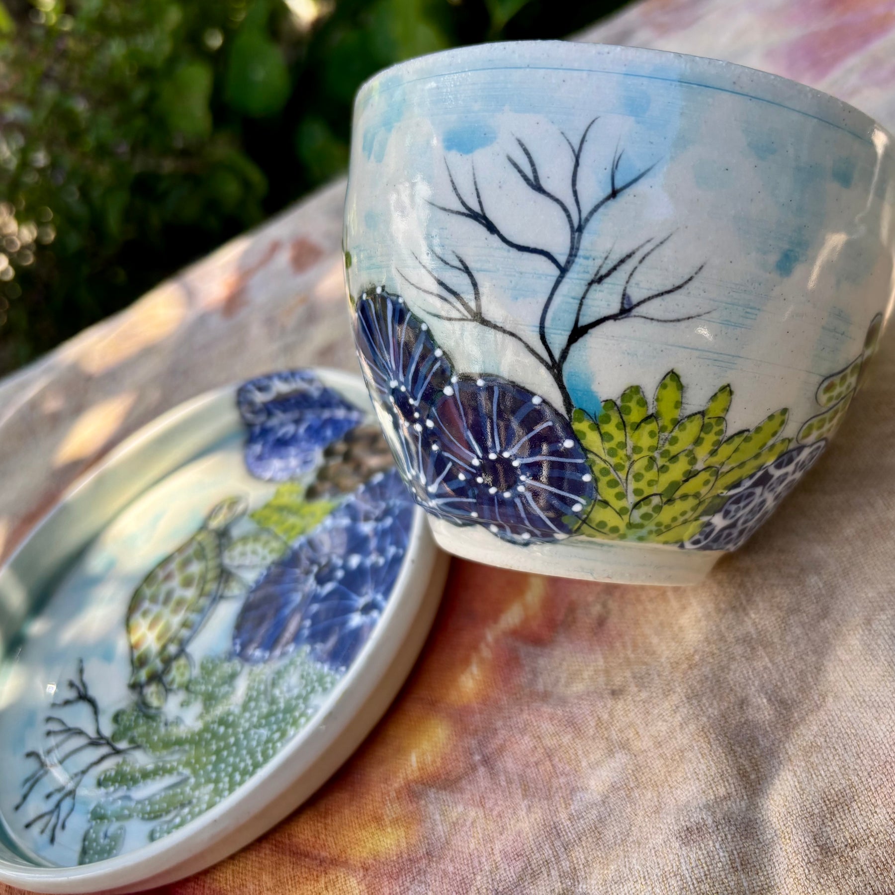 Sea turtle plate and bowl set